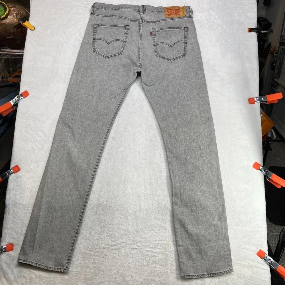 Levi's 501 Jeans Men's Gray‎ Denim Stretch Straight Button Fly 37X35.5 - Flaws